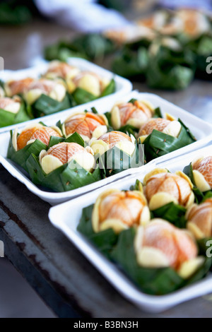 Close-up di cibo al mercato, Bangkok, Thailandia Foto Stock