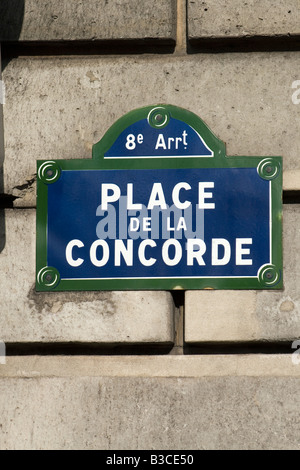 Place de la Concorde segno Frace Parigi Foto Stock