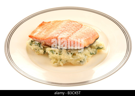 Salmone bollito con la Rooster patate e formaggio Filadelfia Foto Stock