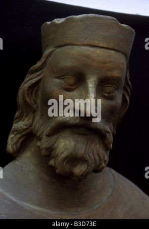 Busto di Re di Boemia Giovanni il cieco nel Lapidarium del Museo Nazionale di Praga, Repubblica Ceca Foto Stock