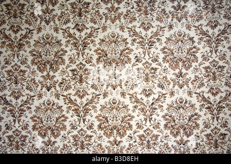 Carta da parati vintage con ornamenti marrone Foto Stock