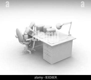3D render di qualcuno per lavorato Foto Stock
