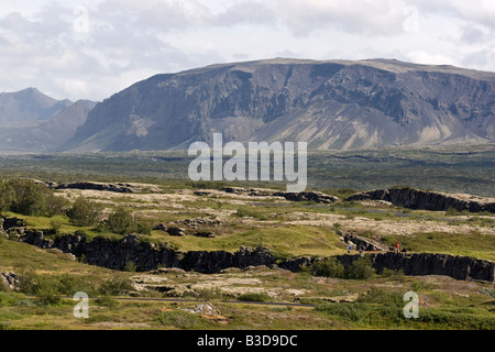 Thingvellir, rift geografica tra Europa e America del Nord, Islanda Foto Stock