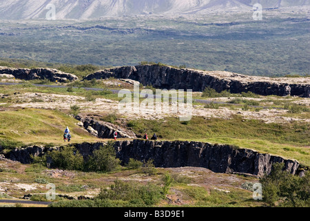 Thingvellir, rift geografica tra Europa e America del Nord, Islanda Foto Stock