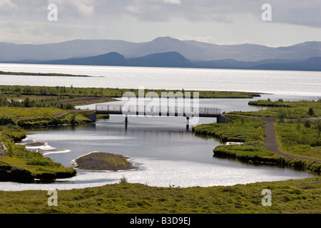 Lago thingvellir, rift geografica tra Europa e America del nord, Islanda Foto Stock