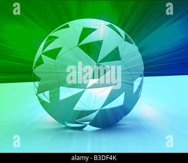 Abstract collage digitale rendering di una forma sferica di colore verde Foto Stock