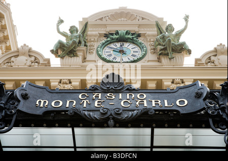 Segno oltre la porta al Casinò di Monte Carlo, Monaco, Riviera Francese, Cote d'Azur, in Francia Foto Stock