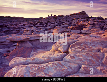 In Bisti Badlands Mushroom City offre migliaia di arenaria erosa hoodoos Foto Stock