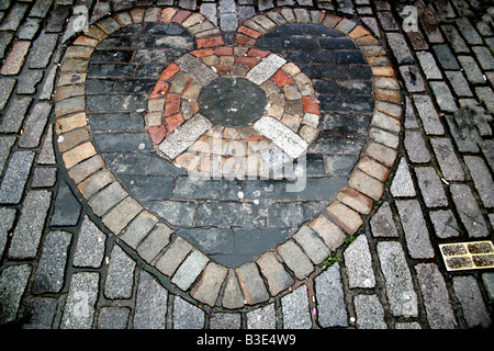 Cuore di Midlothian in Edinburgh Royal Mile Foto Stock