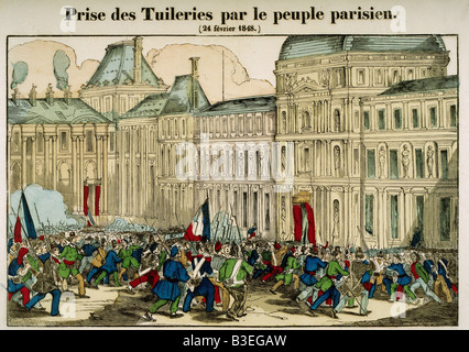 Eventi, rivoluzioni 1848 - 1849, Francia, rivoluzioni di febbraio, storming the Tuileries, Parigi, 14.2.1848, incisione, 19th secolo, storico, storico, rivoluzione, persone, Foto Stock