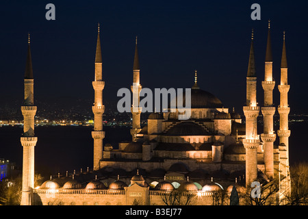 La moschea blu di notte Foto Stock