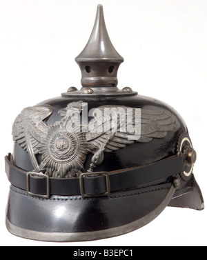 Armi/armi, armi di protezione, caschi, casco in pelle per uomini arruolati di fanteria della Guardia tedesca, typ 1915, Germania, Prussia, Pickelhaube, casco calciato, 20th secolo, Prima guerra mondiale, WWI, , Foto Stock