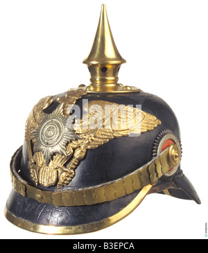 Armi/braccia, braccia protettive, caschi, casco in pelle per i sergeanti della fanteria della Guardia tedesca, typ 1898, Pickelhaube, casco spizato, Germania, Prussia, , Foto Stock