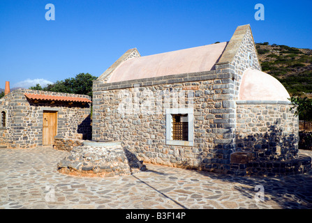 Ripristinato st fochas chiesa kolokitha penisola elounda Creta Grecia Foto Stock