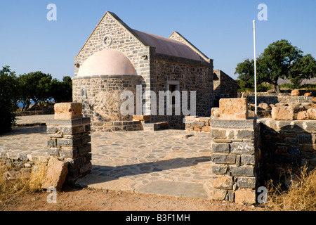 Ripristinato st fochas chiesa kolokitha penisola elounda Creta Grecia Foto Stock