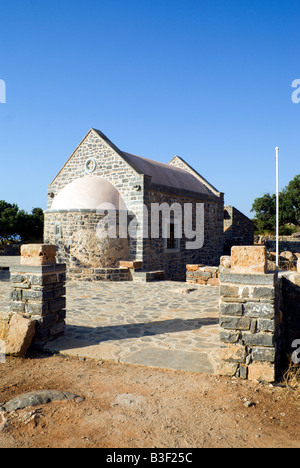 Ripristinato st fochas chiesa kolokitha penisola elounda Creta Grecia Foto Stock