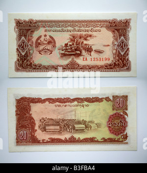 Cambio di banconote provenienti dal Laos Kip Foto Stock