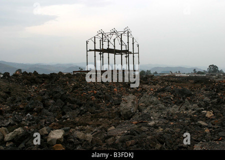 I postumi dell eruzione del vulcano Nyiragongo, sulla città di Goma, Repubblica Democratica del Congo Foto Stock