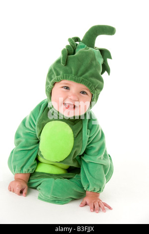 Bambino in piselli in costume pod sorridente Foto Stock