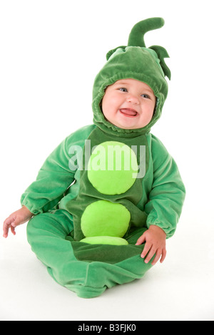 Bambino in piselli in costume pod sorridente Foto Stock