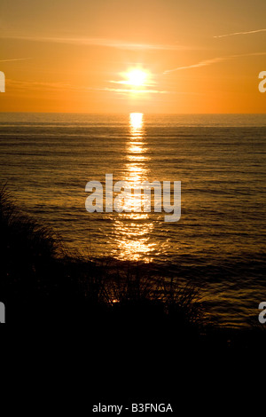 Tramonto, Gwithian Beach, Cornwall, England, Regno Unito Foto Stock