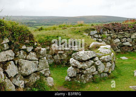 Chysauster Ancient Village vicino a Penzance in Cornovaglia,l'Inghilterra,uk Foto Stock