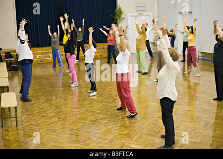 Esercizi yoga di Riga, Lettonia Foto Stock