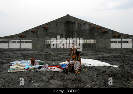 I postumi dell eruzione del vulcano Nyiragongo, sulla città di Goma, Repubblica Democratica del Congo Foto Stock