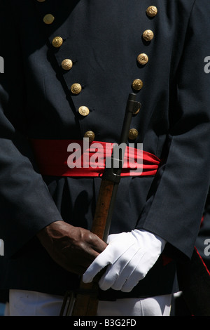 Guardia Presidenziale di onore durante una parata del giorno di indipendenza in Santo Domingo, Repubblica Dominicana Foto Stock