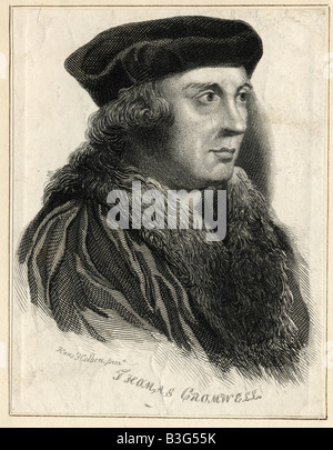 Antica incisione di Thomas Cromwell. Foto Stock
