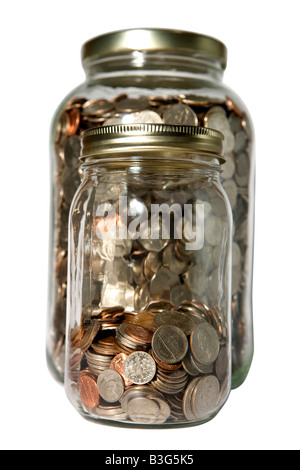 Cambiare moneta Jar salvadanaio Foto Stock