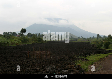 I postumi dell eruzione del vulcano Nyiragongo, sulla città di Goma, Repubblica Democratica del Congo Foto Stock