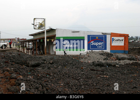 I postumi dell eruzione del vulcano Nyiragongo, sulla città di Goma, Repubblica Democratica del Congo Foto Stock