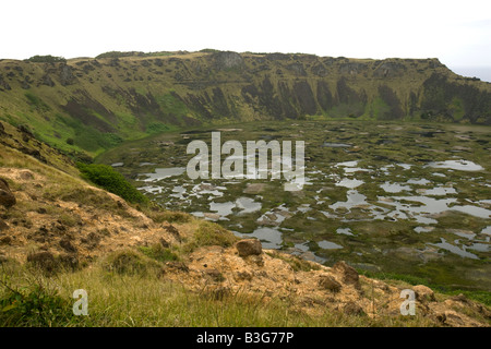 Rano Kau cratere Isola di Pasqua Cile Foto Stock