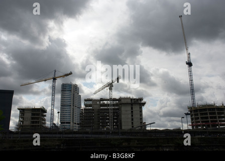 Lavori di costruzione, Leeds City Centre, Inghilterra. Foto Stock