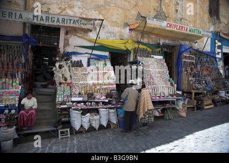 Il mercato delle streghe a La Paz, in Bolivia. Foto Stock