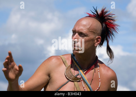 Indian reenactor guerra rivoluzionaria rievocazione storica Mohawk Valley nello Stato di New York Foto Stock