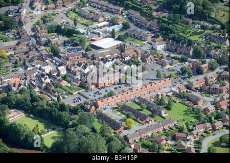 Una veduta aerea della città bassa area Bridgnorth nello Shropshire Inghilterra Foto Stock