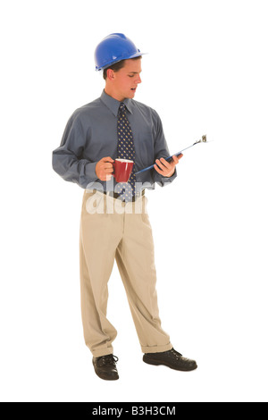 Uomo che guarda negli appunti Foto Stock