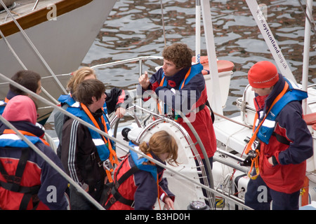 L'Alba Explorer veliero a Tall Ships race in Liverpool Luglio 2008 nell'Albert Dock Foto Stock