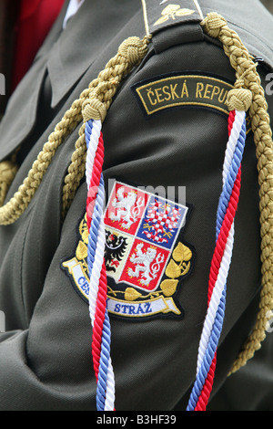 Dettaglio dell'Uniforme della guardia d'Onore del Castello di Praga in Praga, Repubblica Ceca Foto Stock