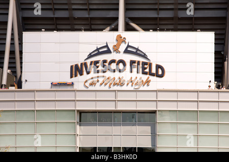 Invesco Field firmare prima di Barack Obama la convenzione inizia di parlato Foto Stock