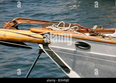 Yacht in legno dettagli e chiudere ups Foto Stock