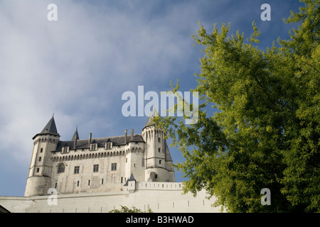 Nord est faccia del XIV secolo fairytale Chateau de Saumur Valle della Loira Francia Foto Stock