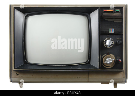 Vecchia TV vintage isolato su uno sfondo bianco Foto Stock