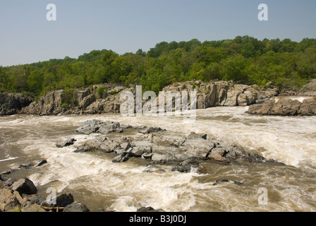 Washington DC USA cascate e rapide lungo la C&O Canal o Chesapeake e Ohio Canal lungo il Potomac. Foto Stock