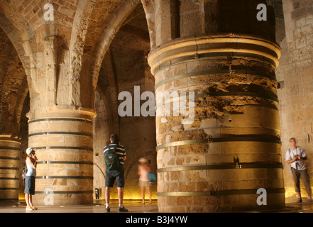 Israele Acri i crociati sotterranea knight s sale nel vecchio Akko Foto Stock