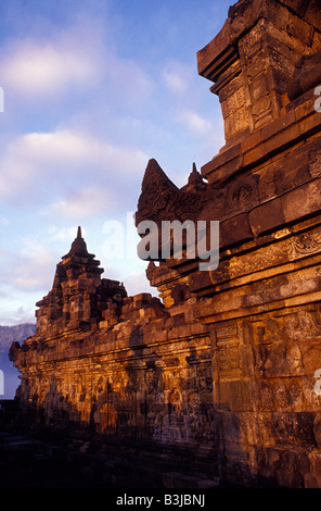 La parete orientale dettaglio borobudur indonesia java Foto Stock