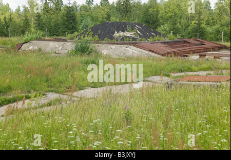 Rovinato nucleare sovietico base missilistica, Plokstine, Lituania. Foto Stock