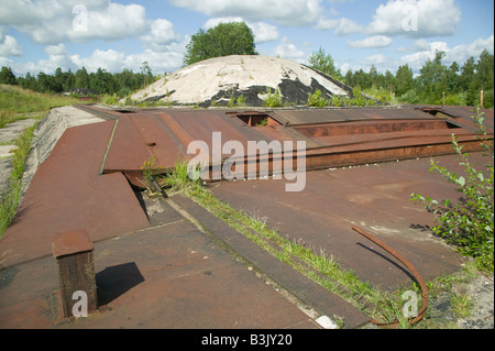 Rovinato nucleare sovietico base missilistica, Plokstine, Lituania. Foto Stock